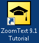 ZoomText Tutorial Icon an Black graduation cap on a yellow square.